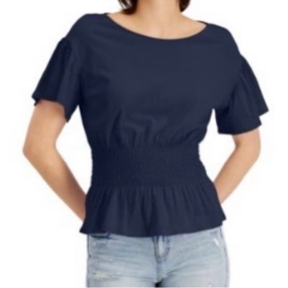 Style & Co. Tops - Blue Peplum Short Sleeve Top Shirt